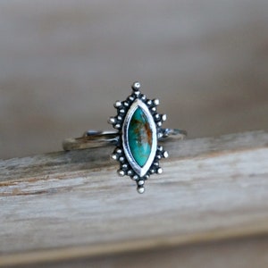 Kal Sterling Silver Ring, Turquoise Ring, Boho Ring, Dainty Ring, Turquoise Jewelry, Birthday Gift, Anniversary Gift, Stack Ring