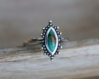 Kal Sterling Silver Ring, Turquoise Ring, Boho Ring, Dainty Ring, Turquoise Jewelry, Birthday Gift, Anniversary Gift, Stack Ring