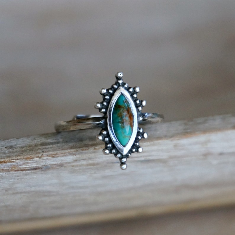 Sterling Silver Ring, Kal Kingman Turquoise, Adjustable Southwestern image 4