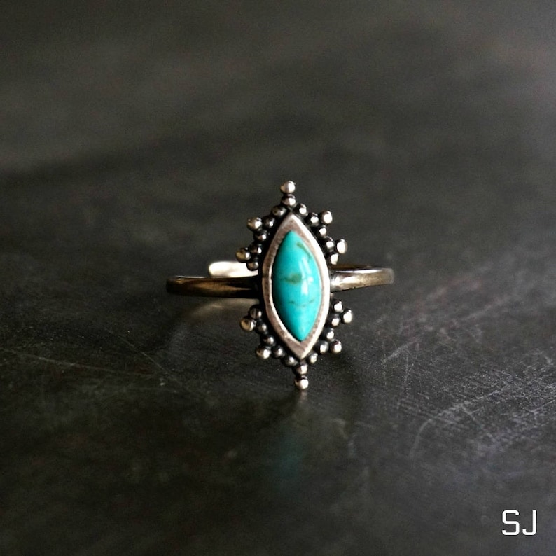 Sterling Silver Ring, Kal Kingman Turquoise, Adjustable Southwestern Turquoise