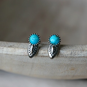 Angelica Sterling Silver Stud Earrings Turquoise Jewelry anniversary gift, Birthday gift boho earrings Bridal jewelry gift for her