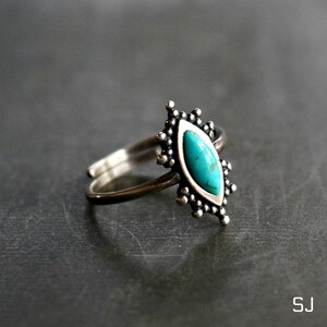 Sterling Silver Ring, Kal Kingman Turquoise, Adjustable Southwestern image 8