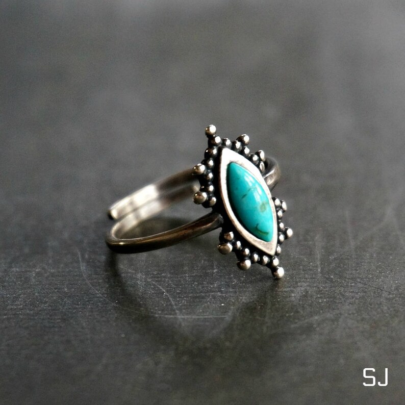 Sterling Silver Ring, Kal Kingman Turquoise, Adjustable Southwestern image 8