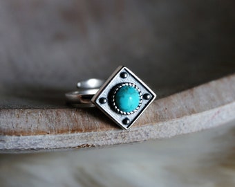 Catalina Genuine Turquoise Ring Sterling Silver Gift for women December birthstone Turquoise Jewelry Adjustable ring gift, boho ring