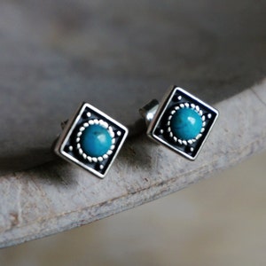 Catalina Stud Earrings, Turquoise Earrings, Sterling Silver Earrings, Boho Earrings, Turquoise Jewelry, Birthday Gift, Anniversary gift