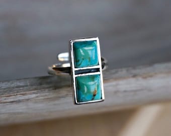 Imala Genuine Turquoise Ring Sterling Silver Gift for women December birthstone Turquoise Jewelry Adjustable ring gift, Statement Ring