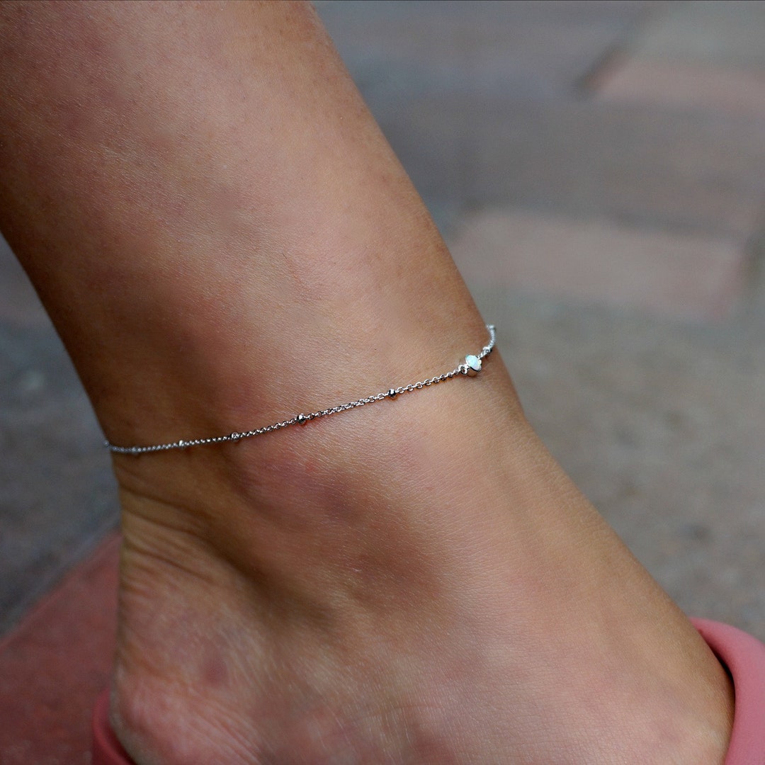 Single Stone Opal Anklet 24K Gold Anklet Opal Jewelry Gold Etsy