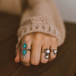 Elan Sterling Silver Ring, Turquoise Ring, Statement Ring, Boho Ring, Funky Ring, Adjustable Ring, Birthday Gift, Anniversary Gift image 3