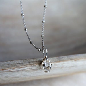 Lia Herkimer Diamond necklace, gemstone pendant, delicate sterling silver necklace, birthday gift, layered necklace, anniversary gift