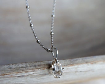 Lia Herkimer Diamond necklace, gemstone pendant, delicate sterling silver necklace, birthday gift, layered necklace, anniversary gift