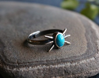 Kanti Turquoise Ring Sterling Silver Gift for women December birthstone Turquoise Jewelry Native American 925 ring Anniversary gift For Her