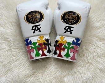 Personalisiertes Boxset „No Boxing No Life“ aus Rindsleder, inklusive Boxhandschuhen und Sparring-Trainingsset