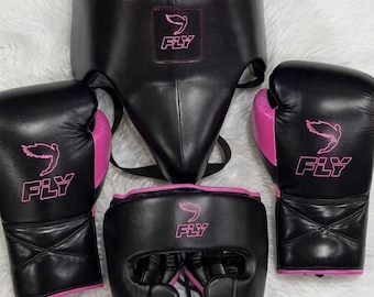 Personalized Cowhide Leather Boxing Set, Gloves, Headgear And Groin Guard Complete Set