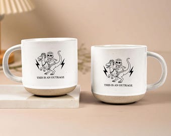 This Is An Outrage Mug, Funny Fantasy Coffee Mug, Dungeon Crawler Inspired Cup, Bookish Gamer Mug, Nerdy Coffee Cup Gift, Cute Dragon Mug