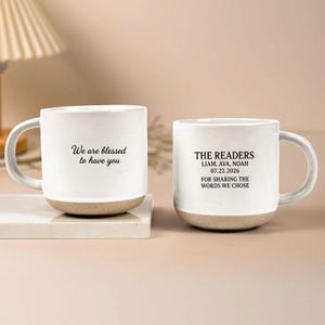Tazza personalizzata per lettori di matrimonio, regalo personalizzato per i lettori della cerimonia, tazza di ringraziamento per la festa di matrimonio, tazza di apprezzamento per i lettori con nomi e data