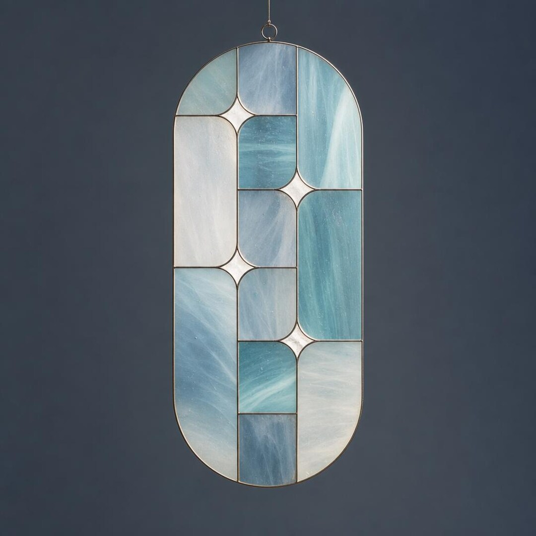 Capsule Pattern Tile Geometric Capsule Suncatcher Stained Glass Pattern, Mosaic Tile Window ...