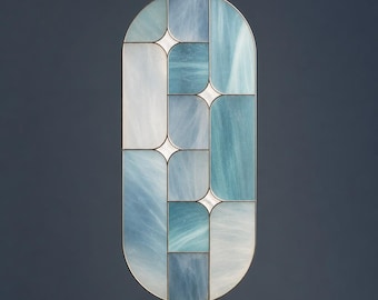 Geometric Capsule Suncatcher Stained Glass Pattern, Mosaic Tile Window Template, Modern Abstract Project