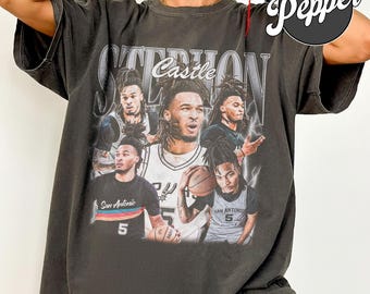 Stephon Castle #5 San Antonio Basketball T-Shirt, Vintage Bootleg Style, Sports Fan Gift