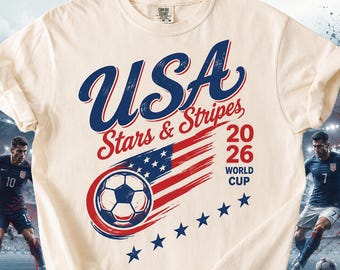 Retro USA Fußball Welt 2026 Komfort Farben Shirt, 2026 Fußball-Fan-Shirt, Geschenk für Fan-Vatertag