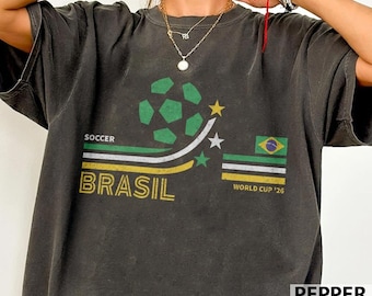 Brasil Soccer World Cup 2026 Tee, Retro Soccer Fan Shirt, Fathers Day Gift For Him