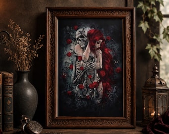 Gothic Skeleton Couple Wall Art | Dark Romantic Printable Decor (Digital Download)