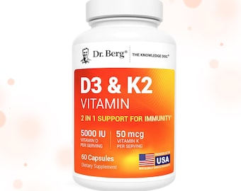 Dr. Berg D3 & K2 Vitamin Capsules, Immune Bone Heart Support (60 Count)
