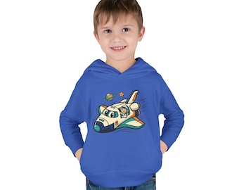 Cartoon Space Shuttle-hoodie voor peuters | Retro gamecontrollerontwerp