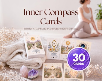 Inner Compass Reflection Cards, Self Growth Deck, Mindfulness Journaling (Digital Download)