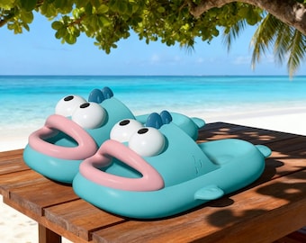 Cute Kawaii Fish Slippers with Big Eyes and Open Mouth – Soft EVA Foam Footwear Perfect for Bathroom, Garden and Travel