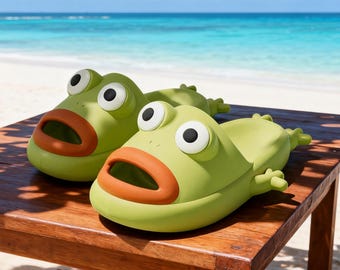 Cute Cartoon Frog Sandals Set for Couples – Lightweight, Waterproof EVA Foam Shoes Perfect for Summer Indoor and Outdoor Use