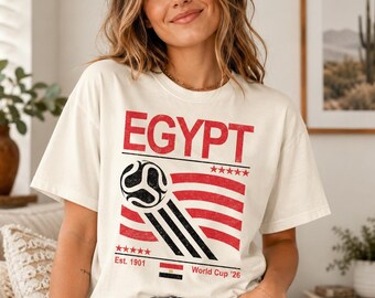 Egypt Soccer Vintage 90s T-Shirt, Retro 90s Flag Egypt Team Soccer World Cup 2026, Football Fan Gift
