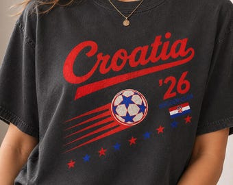 Vintage Croatia Soccer Comfort Colors Shirt, 90s Croatia Tee Football Team World Cup 2026 Sweatshirt
