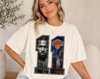 Camiseta número 11 de Jalen Brunson, camiseta gráfica con el horizonte de la ciudad de Nueva York, ropa de los New York Hoops, regalo para aficionados