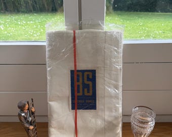 Vintage BS LENZUOLO DOMUS Italian Cotton Sheet Deadstock Original Packaging 240x290 White Orlo a Giorno 1960s New Old Stock