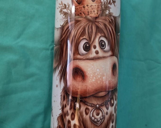 Highland Cow Tumbler: Leopard Print Sublimation Metal Drinkware