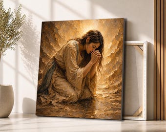 Praying Woman Canvas Wall Art | Faith Inspired Spiritual Decor