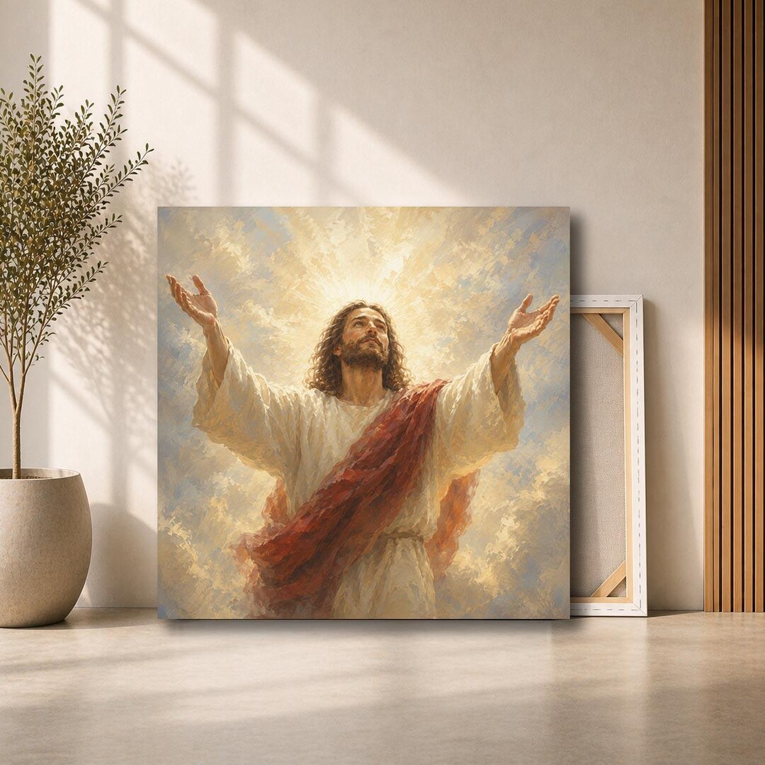 Jesus Ascending to Heaven Canvas Wall Art | Heavenly Light Christian ...