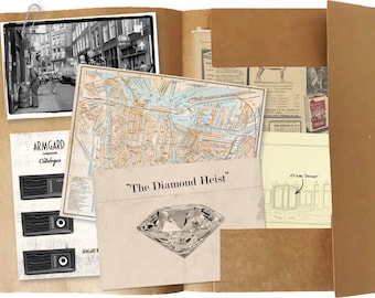 Afdrukbare detectivegame: cold case-diamantenroof, teambuildingactiviteit (digitale download)