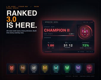 Mise à jour du widget d'affichage du rang pour Rainbow Six Siege | Interface tactique pour streamer (Téléchargement numérique)