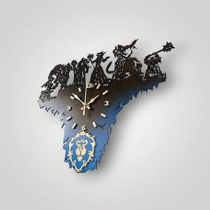 World of Warcraft Allianz Wanduhr | WoW Holzdekor | Allianz Symbol Wandkunst | Warcraft Gamer Geschenk | Spielzimmer Dekoration