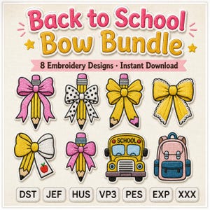 Stickmuster-Paket „Schleifen zum Schulanfang“ (Sofort-Download)