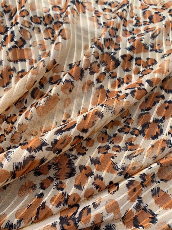 Animal Leopard Printed Sheer Chiffon Burnout Woven Polyester Etsy