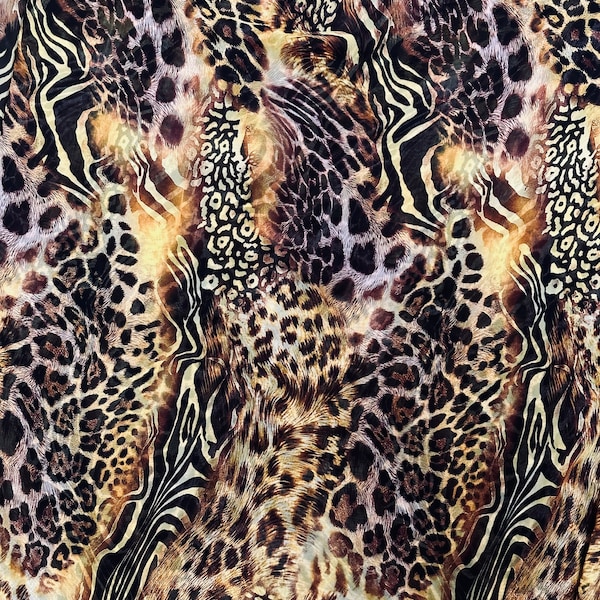 Animal Spot and Stripes Printed Sheer Woven Polyester Chiffon Fabric By The Yard