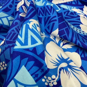 Polynesian/ Hawaiian Tribal Print 100% Cotton Blue