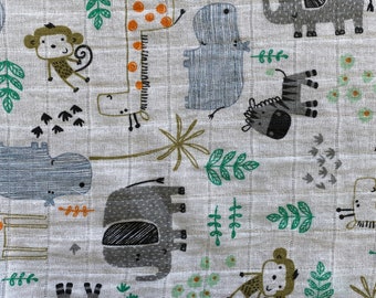 Safari Animals Double Gauze Fabric by the yard