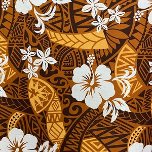 Polynesian/ Hawaiian Tribal Print 100% Cotton Brown