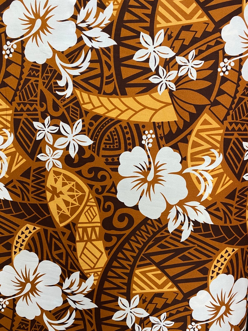 Polynesian/ Hawaiian Tribal Print 100% Cotton Brown