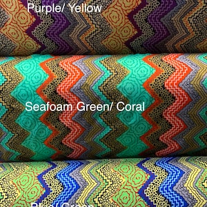 Multicolor Zig Zag Print Rayon Challis Fabric