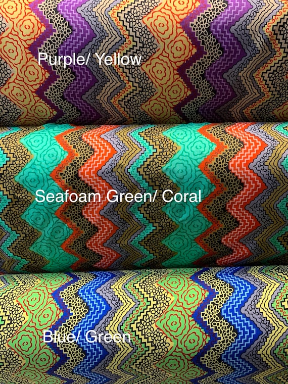 Multicolor Zig Zag Print Rayon Challis Fabric