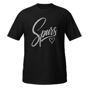 Spurs Heart T-Shirt, Cute Basketball Fan Gift, San Antonio Sports Lover Graphic Tee, Sparkle Script Shirt